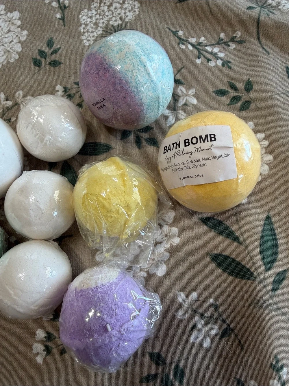(9) Assorted Bath Bomb Set – White, Yellow, Purple, Blue‎ Self Care Relax